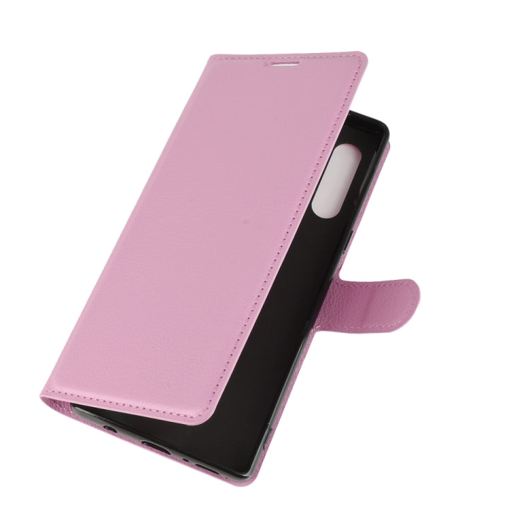 For LG Velvet Litchi Texture Horizontal Flip Protective Case with Holder & Card Slots & Wallet(Pink)
