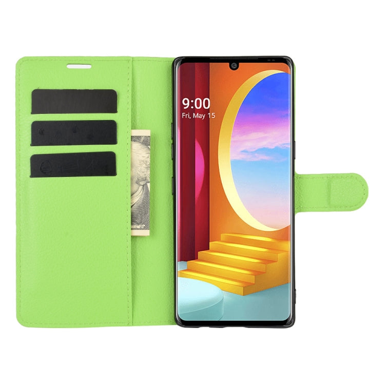 For LG Velvet Litchi Texture Horizontal Flip Protective Case with Holder & Card Slots & Wallet(Green)