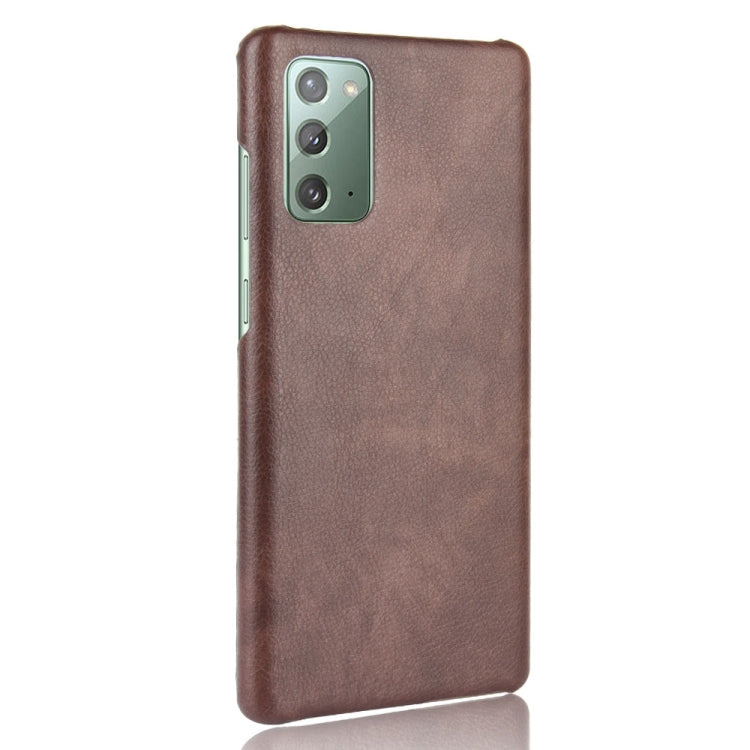 For Samsung Galaxy Note20 Shockproof Litchi Texture PC + PU Case(Brown)