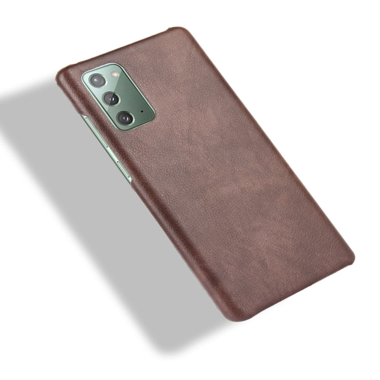 For Samsung Galaxy Note20 Shockproof Litchi Texture PC + PU Case(Brown)