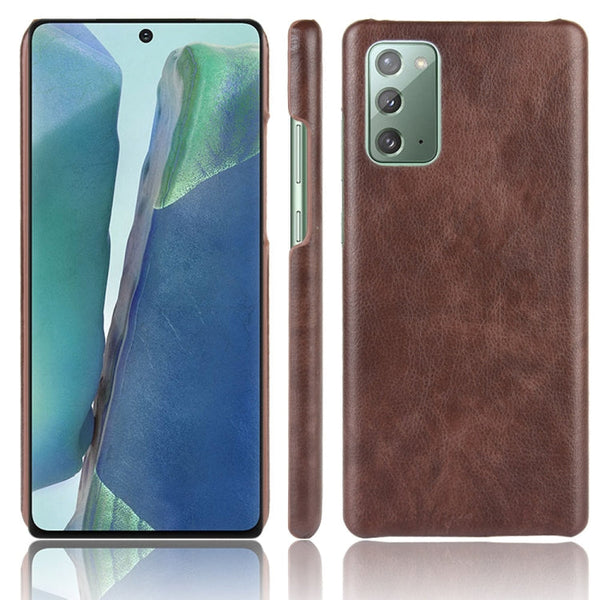 For Samsung Galaxy Note20 Shockproof Litchi Texture PC + PU Case(Brown)