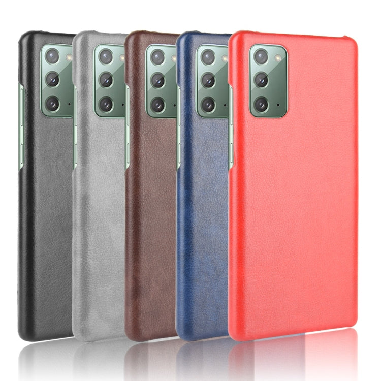 For Samsung Galaxy Note20 Shockproof Litchi Texture PC + PU Case(Brown)
