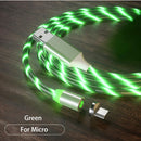 USB to Micro USB Magnetic Suction Colorful Streamer Mobile Phone Charging Cable, Length: 1m(Green Light)