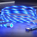 USB to Micro USB Magnetic Suction Colorful Streamer Mobile Phone Charging Cable, Length: 1m(Blue Light)