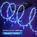 USB to Micro USB Magnetic Suction Colorful Streamer Mobile Phone Charging Cable, Length: 2m(Color Light)