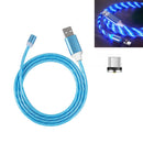 USB to Micro USB Magnetic Suction Colorful Streamer Mobile Phone Charging Cable, Length: 2m(Blue Light)