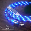 USB to Micro USB Magnetic Suction Colorful Streamer Mobile Phone Charging Cable, Length: 2m(Blue Light)