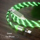 USB to 8 Pin Magnetic Suction Colorful Streamer Mobile Phone Charging Cable, Length: 2m(Green Light)