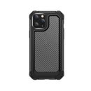 For iPhone 12 / 12 Pro Transparent Carbon Fiber Texture Rugged Full Body TPU+PC Scratch-Resistant Shockproof Case(Black)