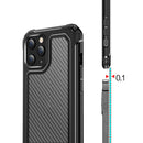 For iPhone 12 Pro Max Transparent Carbon Fiber Texture Rugged Full Body TPU+PC Scratch-Resistant Shockproof Case(Black)