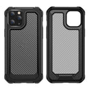 For iPhone 12 Pro Max Transparent Carbon Fiber Texture Rugged Full Body TPU+PC Scratch-Resistant Shockproof Case(Black)