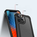 For iPhone 12 Pro Max Transparent Carbon Fiber Texture Rugged Full Body TPU+PC Scratch-Resistant Shockproof Case(Black)