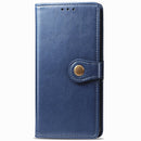 For OPPO Reno 2F/Reno 2Z Retro Solid Color Leather Buckle Phone Case with Lanyard & Photo Frame & Card Slot & Wallet & Stand Function(Blue)