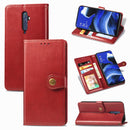 For OPPO Reno 2F/Reno 2Z Retro Solid Color Leather Buckle Phone Case with Lanyard & Photo Frame & Card Slot & Wallet & Stand Function(Red)