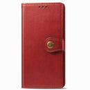 For OPPO Reno 2F/Reno 2Z Retro Solid Color Leather Buckle Phone Case with Lanyard & Photo Frame & Card Slot & Wallet & Stand Function(Red)