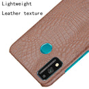 For Huawei Honor 9X Lite Shockproof Crocodile Texture PC + PU Case(Brown)