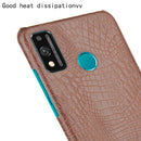 For Huawei Honor 9X Lite Shockproof Crocodile Texture PC + PU Case(Brown)