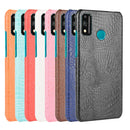 For Huawei Honor 9X Lite Shockproof Crocodile Texture PC + PU Case(Brown)
