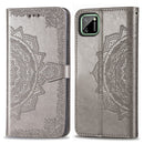 For OPPO Realme C11 Mandala Flower Embossed Horizontal Flip Leather Case with Bracket / Card Slot / Wallet / Lanyard(Gray)