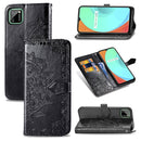 For OPPO Realme C11 Mandala Flower Embossed Horizontal Flip Leather Case with Bracket / Card Slot / Wallet / Lanyard(Black)