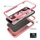 For iPhone 12 mini Wave Pattern 3 in 1 Silicone+PC Shockproof Protective Case(Rose Gold)