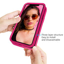 For iPhone 12 / 12 Pro Wave Pattern 3 in 1 Silicone+PC Shockproof Protective Case(Hot Pink)