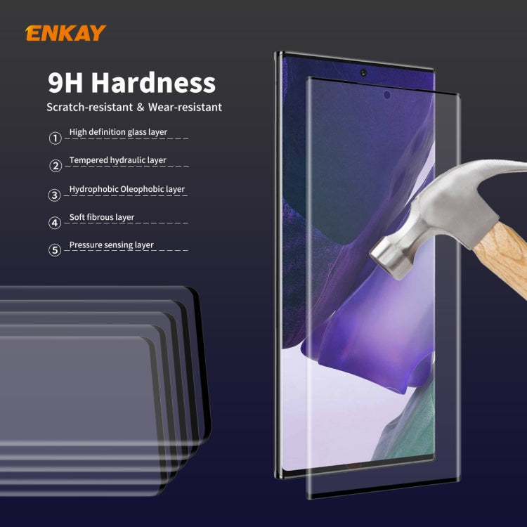 2 PCS For Samsung Galaxy Note 20 Ultra ENKAY Hat-Prince 0.26mm 9H 3D Explosion-proof Full Screen Curved Heat Bending Tempered Glass Film