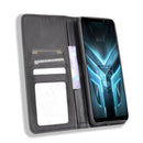 For Asus ROG Phone 3 ZS661KS Magnetic Buckle Retro Crazy Horse Texture Horizontal Flip Leather Case , with Holder & Card Slots & Photo Frame(Black)