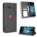 For Asus ROG Phone 3 ZS661KS Magnetic Buckle Retro Crazy Horse Texture Horizontal Flip Leather Case , with Holder & Card Slots & Photo Frame(Black)