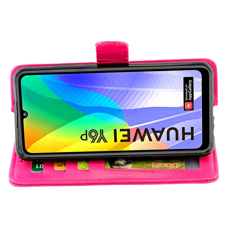 For Huawei Y6p(2020) Crazy Horse Texture Leather Horizontal Flip Protective Case with Holder & Card Slots & Wallet & Photo Frame(Magenta)