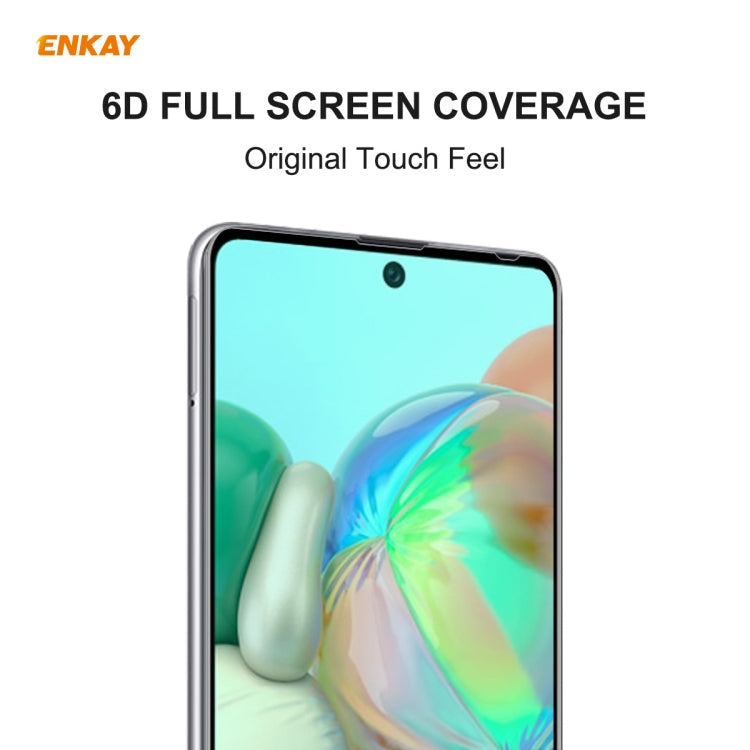 For Samsung Galaxy A71 2 PCS ENKAY Hat-Prince 0.26mm 9H 6D Curved Full Screen Eye Protection Green Film Tempered Glass Protector