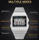 SANDA 2007 Smart Multi-Function Dual Display Luminous Electronic Watch Waterproof Outdoor Mountaineering Sports Men Watch(Rose Gold)