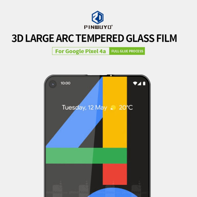 For Google Pixel 4a PINWUYO 9H 3D Curved Full Screen Explosion-proof Tempered Glass Film(Black)