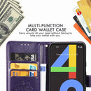 For Google Pixel 4A Four-leaf Clasp Embossed Buckle Mobile Phone Protection Leather Case with Lanyard & Card Slot & Wallet & Bracket Function(Purple)