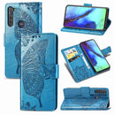 For Motorola G Pro Butterfly Love Flower Embossed Horizontal Flip Leather Case with Bracket / Card Slot / Wallet / Lanyard(Blue)