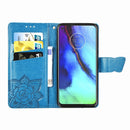 For Motorola G Pro Butterfly Love Flower Embossed Horizontal Flip Leather Case with Bracket / Card Slot / Wallet / Lanyard(Blue)