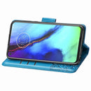 For Motorola G Pro Butterfly Love Flower Embossed Horizontal Flip Leather Case with Bracket / Card Slot / Wallet / Lanyard(Blue)