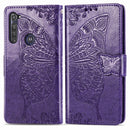For Motorola G Pro Butterfly Love Flower Embossed Horizontal Flip Leather Case with Bracket / Card Slot / Wallet / Lanyard(Dark Purple)