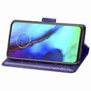 For Motorola G Pro Butterfly Love Flower Embossed Horizontal Flip Leather Case with Bracket / Card Slot / Wallet / Lanyard(Dark Purple)