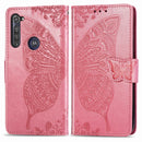 For Motorola G Pro Butterfly Love Flower Embossed Horizontal Flip Leather Case with Bracket / Card Slot / Wallet / Lanyard(Pink)