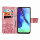For Motorola G Pro Butterfly Love Flower Embossed Horizontal Flip Leather Case with Bracket / Card Slot / Wallet / Lanyard(Pink)
