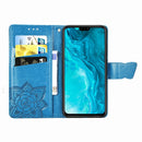 For Huawei Honor 9X Lite Butterfly Love Flower Embossed Horizontal Flip Leather Case with Bracket / Card Slot / Wallet / Lanyard(Blue)