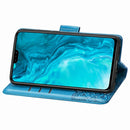 For Huawei Honor 9X Lite Butterfly Love Flower Embossed Horizontal Flip Leather Case with Bracket / Card Slot / Wallet / Lanyard(Blue)