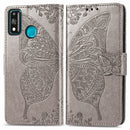 For Huawei Honor 9X Lite Butterfly Love Flower Embossed Horizontal Flip Leather Case with Bracket / Card Slot / Wallet / Lanyard(Gray)
