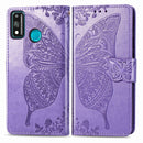 For Huawei Honor 9X Lite Butterfly Love Flower Embossed Horizontal Flip Leather Case with Bracket / Card Slot / Wallet / Lanyard(Lighte Purple)