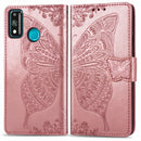 For Huawei Honor 9X Lite Butterfly Love Flower Embossed Horizontal Flip Leather Case with Bracket / Card Slot / Wallet / Lanyard(Rose Gold)