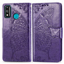 For Huawei Honor 9X Lite Butterfly Love Flower Embossed Horizontal Flip Leather Case with Bracket / Card Slot / Wallet / Lanyard(Dark Purple)
