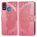 For Huawei Honor 9X Lite Butterfly Love Flower Embossed Horizontal Flip Leather Case with Bracket / Card Slot / Wallet / Lanyard(Pink)