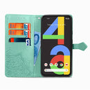 For Google Pixel 4a Mandala Flower Embossed Horizontal Flip Leather Case with Bracket / Card Slot / Wallet / Lanyard(Green)