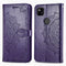 For Google Pixel 4a Mandala Flower Embossed Horizontal Flip Leather Case with Bracket / Card Slot / Wallet / Lanyard(Purple)